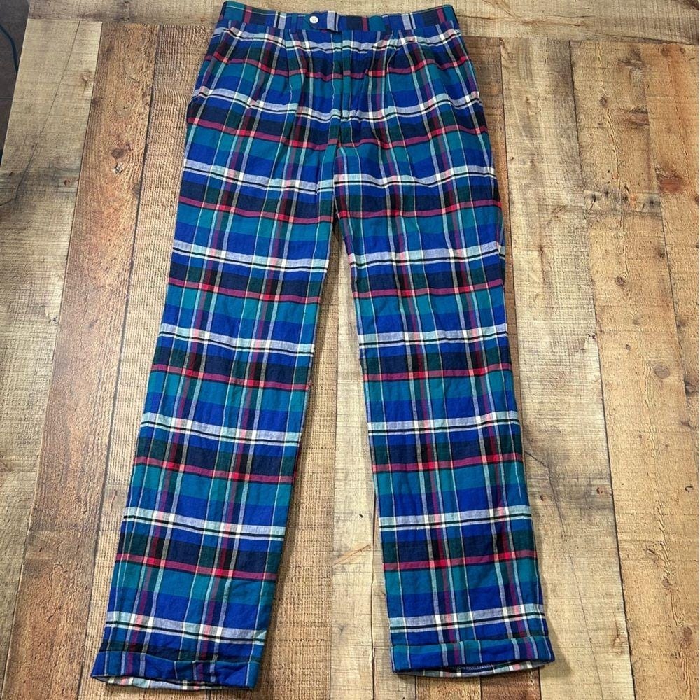Vintage 80s 90s Corbin for Marriott Golf Madras Plaid Pants Men's 32x32